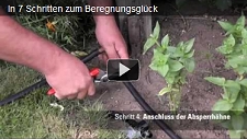 Produkt-Video mit detaillierten Installtionsanweisung für das Kleingarten-Beregnungs-Set